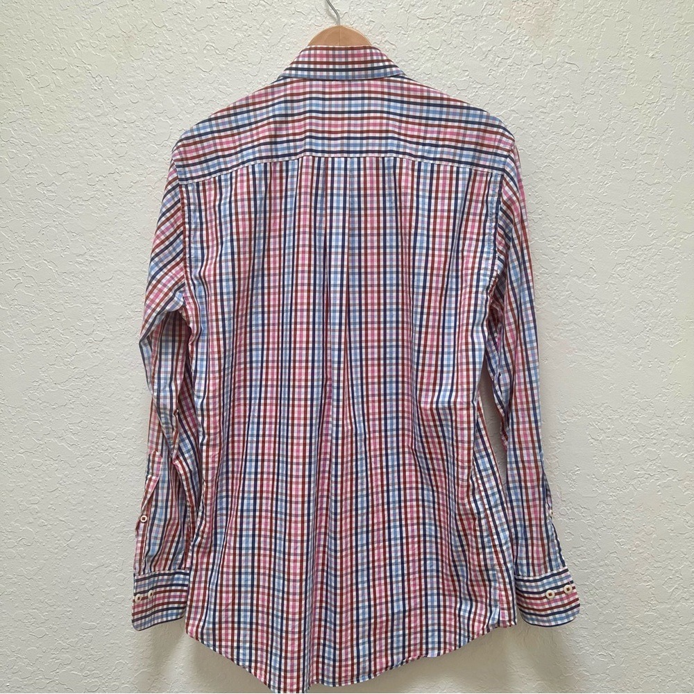 Peter Millar‎ Mens Medium Button Down Shirt Seaside Finish Checkered - Picture 5 of 6